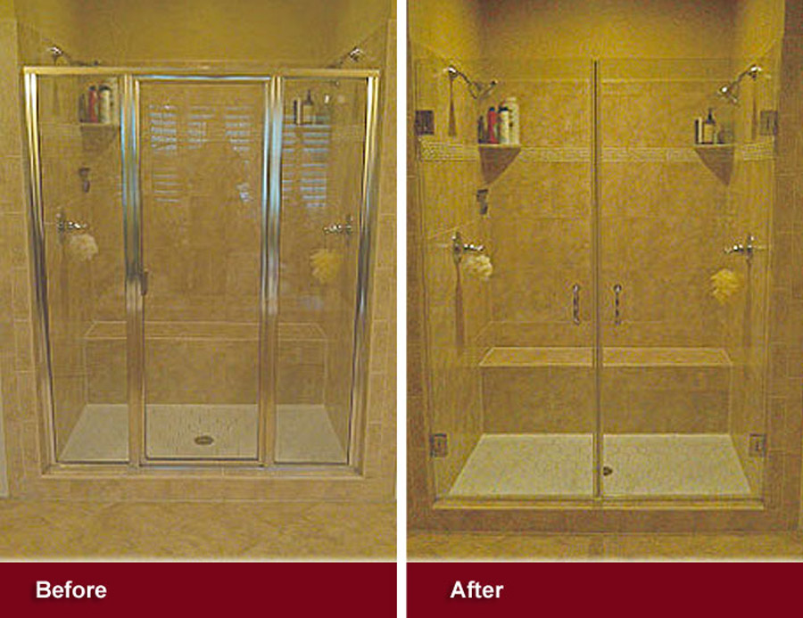 The frameless glass shower door makes this shower feel more open and inviting. 